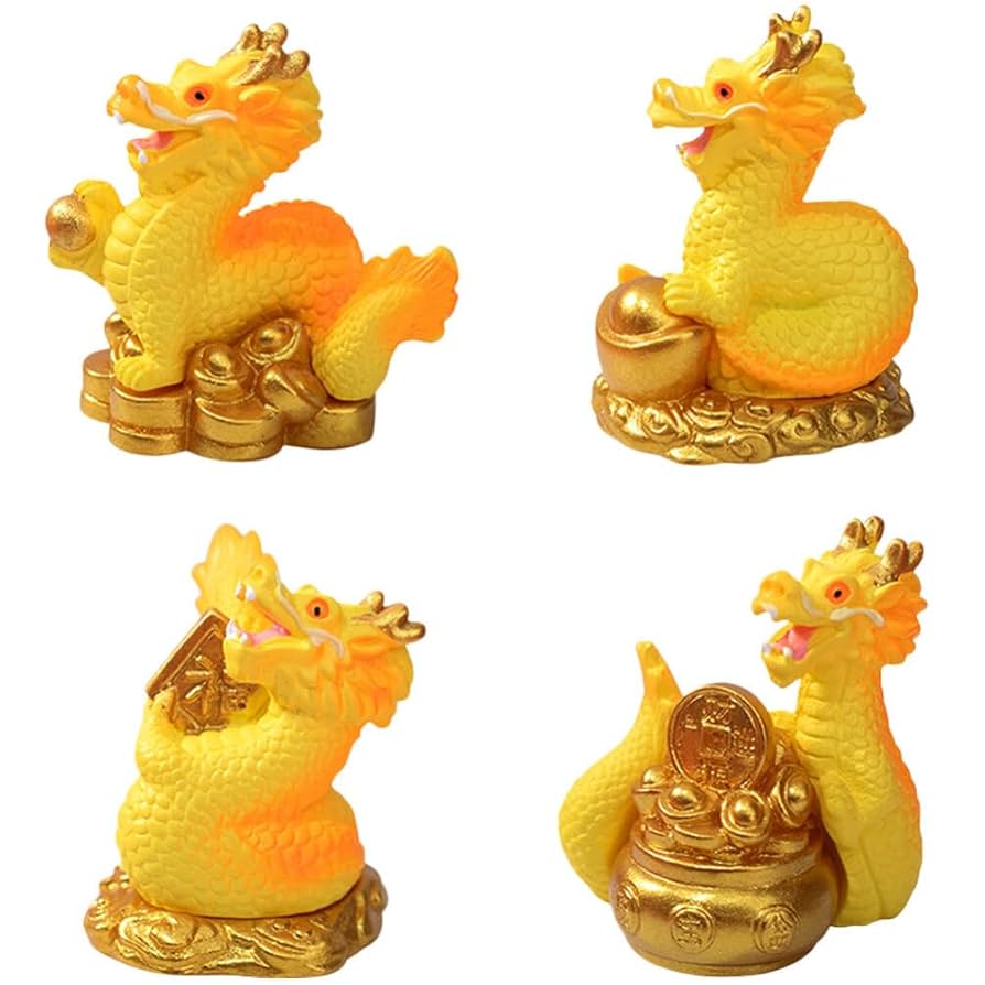 Amazon.com: 4Pcs Mini Chinese New Year Dragon Figurine Resin